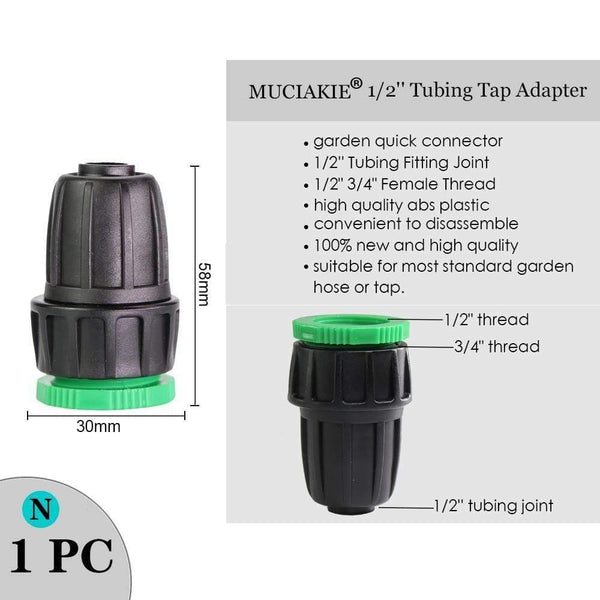 Planet Gates 100001834 1PC x N Variety Style Garden Tap 1/2" 3/4" Male Female Thread Nipple Joint 1/4" Hose Quick Connector Irrigation Water Splitters