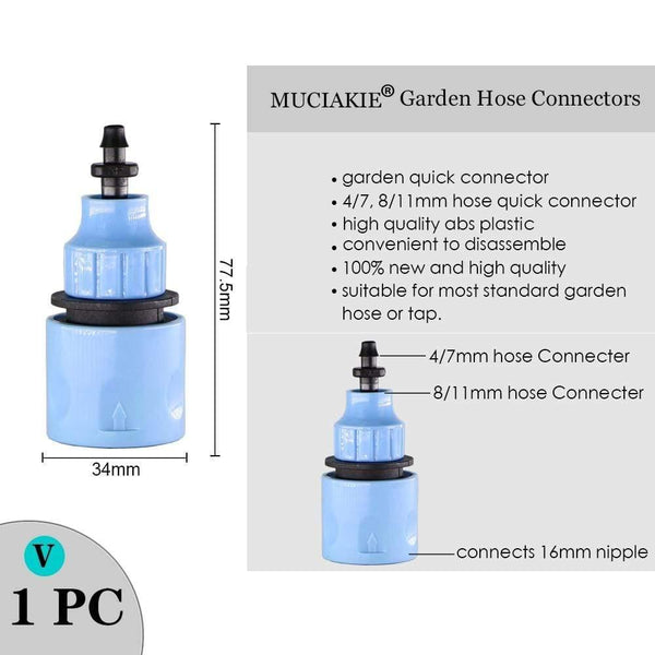Planet Gates 100001834 1PC x V Variety Style Garden Tap 1/2" 3/4" Male Female Thread Nipple Joint 1/4" Hose Quick Connector Irrigation Water Splitters