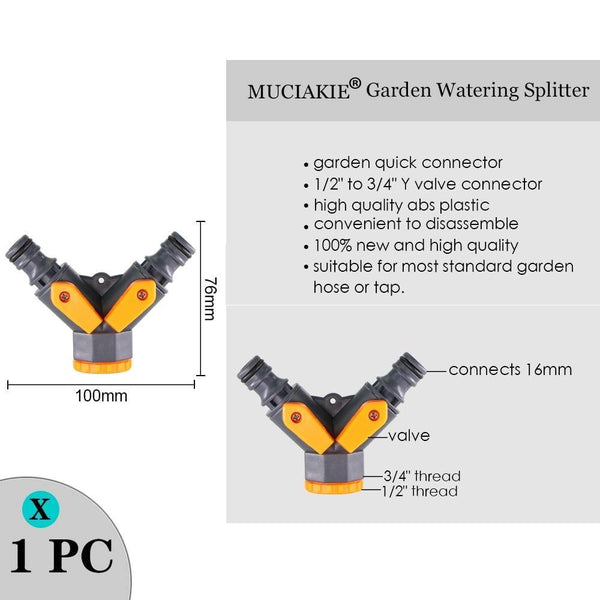 Planet Gates 100001834 1PC x X Variety Style Garden Tap 1/2" 3/4" Male Female Thread Nipple Joint 1/4" Hose Quick Connector Irrigation Water Splitters
