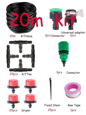 Planet Gates 100001834 20m DIY Automatic Irrigation System, Garden Watering Hose, Micro Drip Irrigation Kit With Adjustable Dripper, Spray Cooling System