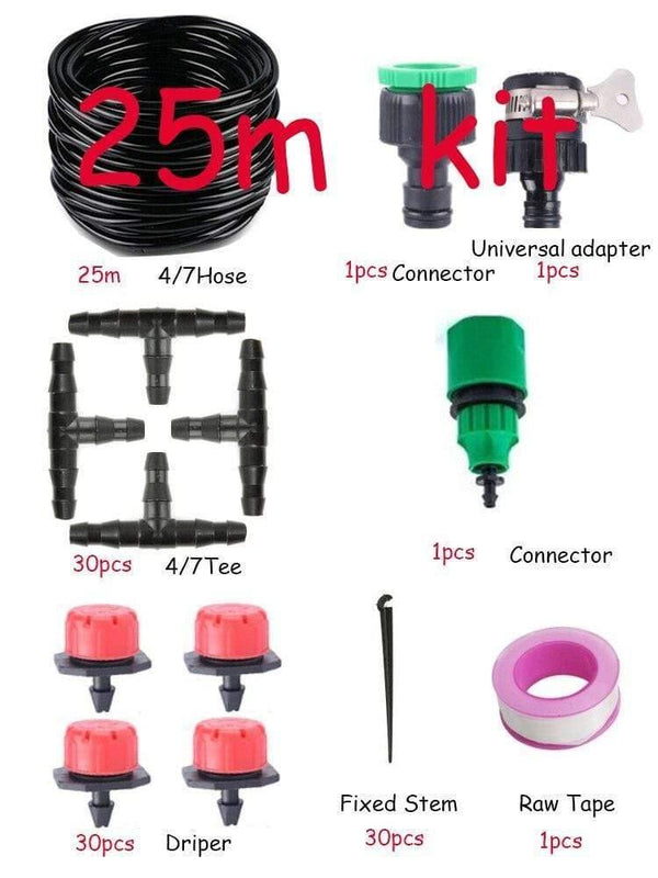 Planet Gates 100001834 25m DIY Automatic Irrigation System, Garden Watering Hose, Micro Drip Irrigation Kit With Adjustable Dripper, Spray Cooling System