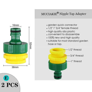 Planet Gates 100001834 2PCS x E Variety Style Garden Tap 1/2" 3/4" Male Female Thread Nipple Joint 1/4" Hose Quick Connector Irrigation Water Splitters