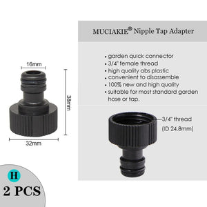 Planet Gates 100001834 2PCS x H Variety Style Garden Tap 1/2" 3/4" Male Female Thread Nipple Joint 1/4" Hose Quick Connector Irrigation Water Splitters