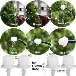 Planet Gates 100001834 30-800X Garden 4/7MM Adjustable Micro Nozzle Drip Irrigation System 1/4'' Watering Sprinkler Anti-clogging Emitter Dripper