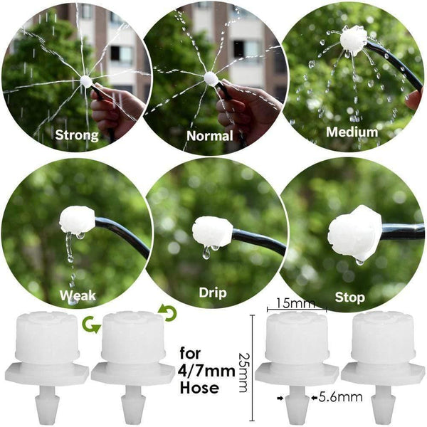 Planet Gates 100001834 30-800X Garden 4/7MM Adjustable Micro Nozzle Drip Irrigation System 1/4'' Watering Sprinkler Anti-clogging Emitter Dripper