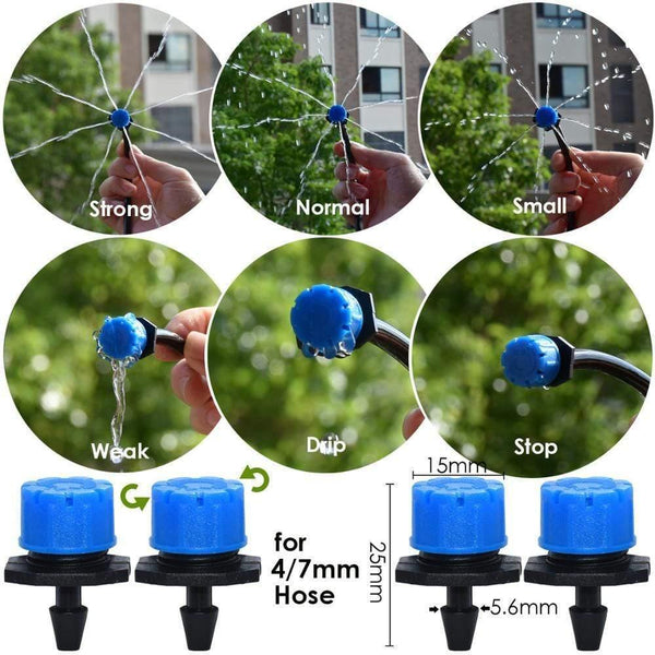 Planet Gates 100001834 30-800X Garden 4/7MM Adjustable Micro Nozzle Drip Irrigation System 1/4'' Watering Sprinkler Anti-clogging Emitter Dripper