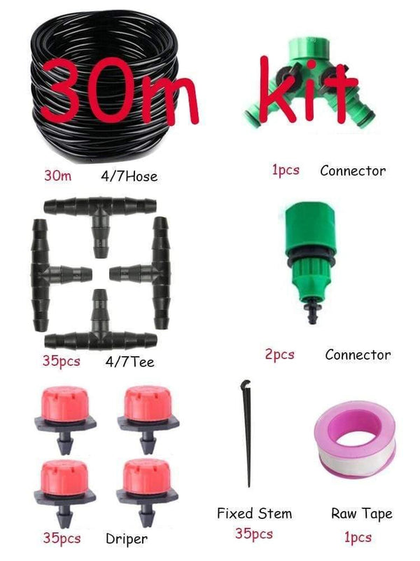 Planet Gates 100001834 30m DIY Automatic Irrigation System, Garden Watering Hose, Micro Drip Irrigation Kit With Adjustable Dripper, Spray Cooling System