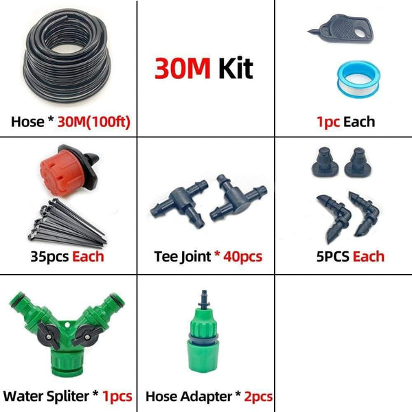 Planet Gates 100001834 30M kit 10-50M Micro Drip Irrigation System Watering Kit Smart Garden Watering System Automatic Plant Garden Watering System Green House