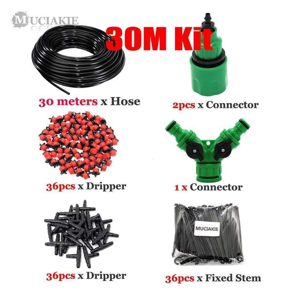 Planet Gates 100001834 30m Kit 50M-5M DIY Drip Irrigation System Automatic Watering Garden Hose Micro Drip Watering Kits With Adjustable Drippers