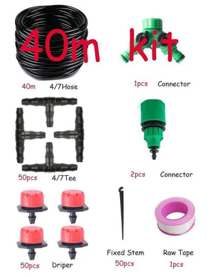 Planet Gates 100001834 40m DIY Automatic Irrigation System, Garden Watering Hose, Micro Drip Irrigation Kit With Adjustable Dripper, Spray Cooling System