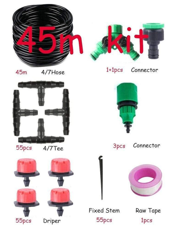 Planet Gates 100001834 45m DIY Automatic Irrigation System, Garden Watering Hose, Micro Drip Irrigation Kit With Adjustable Dripper, Spray Cooling System