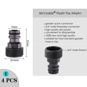 Planet Gates 100001834 4PCS x I Variety Style Garden Tap 1/2" 3/4" Male Female Thread Nipple Joint 1/4" Hose Quick Connector Irrigation Water Splitters