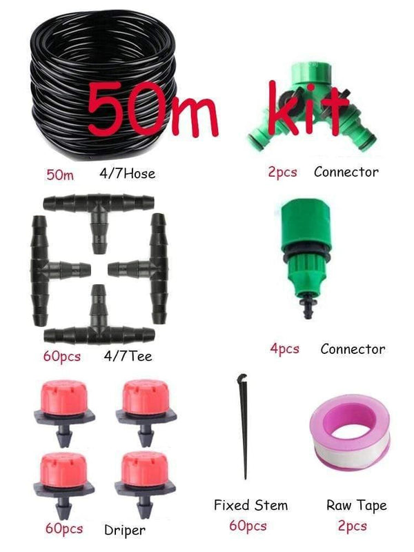 Planet Gates 100001834 50m DIY Automatic Irrigation System, Garden Watering Hose, Micro Drip Irrigation Kit With Adjustable Dripper, Spray Cooling System