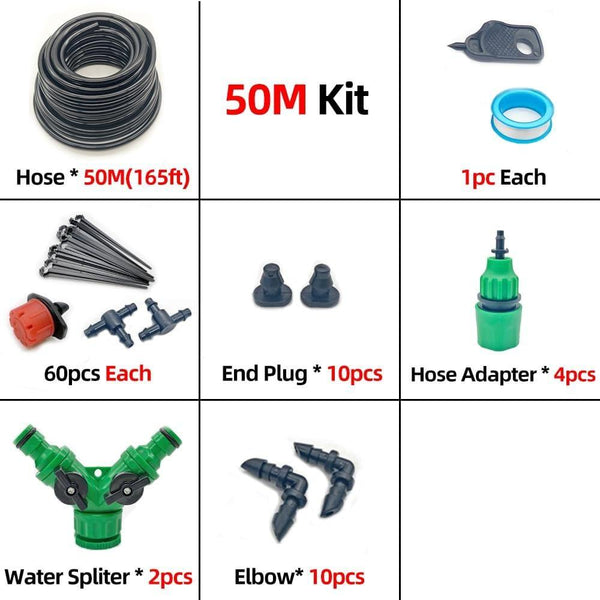 Planet Gates 100001834 50M kit 10-50M Micro Drip Irrigation System Watering Kit Smart Garden Watering System Automatic Plant Garden Watering System Green House