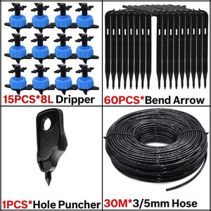 Planet Gates 100001834 8L Greenhouse Drip Irrigation 4-way Bend Drip Arrow Kit 3/5mm Hose Garden Irrigation System  Watering Kit 5-50 Set
