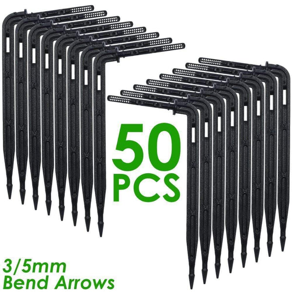 Planet Gates 100001834 A01SPL11-039-50PCS 50X Bend Arrow Dripper 1/8'' Micro Drip Irrigation Kit Emitter For 3/5mm Hose Garden Watering Saving Dropper Greenhouse
