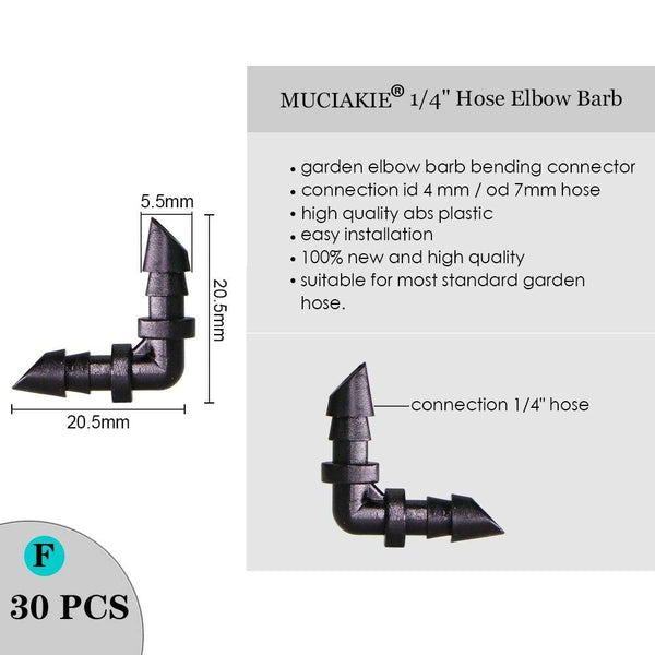 Planet Gates 100001834 F Sprinkler Irrigation 1/4 Inch Barb Tee Single Double Barb Barbed Water Pipe Connectors For 4/7mm Hose Garden Fitting
