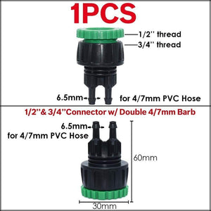 Planet Gates 100001834 Garden Tap Adapters Quick Connectors 1/2" 3/4"  Drip Irrigation Water Splitters Female Thread Male Nipple Joint 1/4" Hose