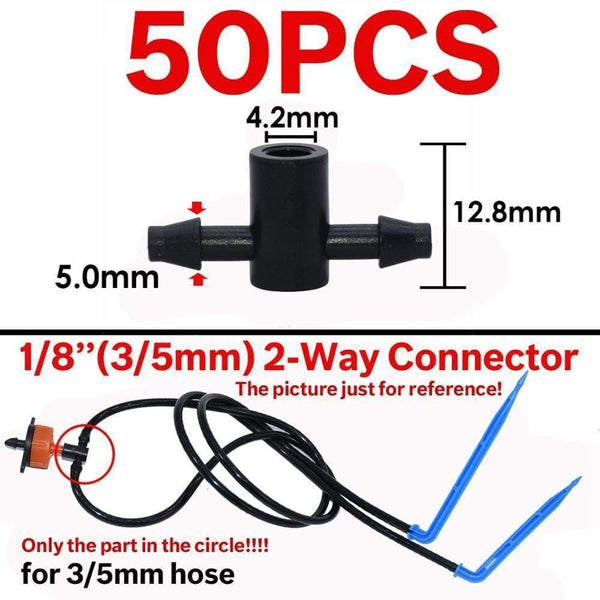 Planet Gates 100001834 Garden Water Connector Drip Irrigation For 1/4'' & 1/8'' Tubing Hose Accessories Joint Barbed Tees Cross Eng Plug Adaptors