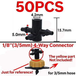 Planet Gates 100001834 Garden Water Connector Drip Irrigation For 1/4'' & 1/8'' Tubing Hose Accessories Joint Barbed Tees Cross Eng Plug Adaptors