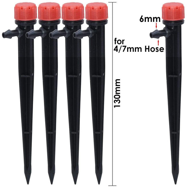 Planet Gates 100001834 Garden Watering Drip Irrigation Adjustable Sprinkler 360 Degree Dripper Inserting Ground Fit 4/7mm Hose Greenhouses Yard