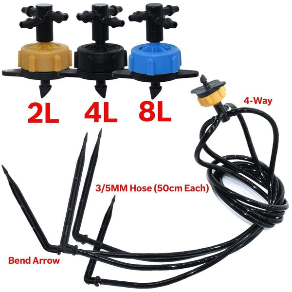 Planet Gates 100001834 Greenhouse Drip Irrigation 4-way 3/5mm  Drip Arrow 2-way Transmitter Irrigation Watering System For Pot Garden Lawn 10set/20set