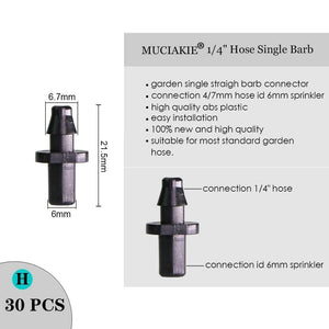 Planet Gates 100001834 H Sprinkler Irrigation 1/4 Inch Barb Tee Single Double Barb Barbed Water Pipe Connectors For 4/7mm Hose Garden Fitting