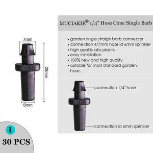 Planet Gates 100001834 I Sprinkler Irrigation 1/4 Inch Barb Tee Single Double Barb Barbed Water Pipe Connectors For 4/7mm Hose Garden Fitting