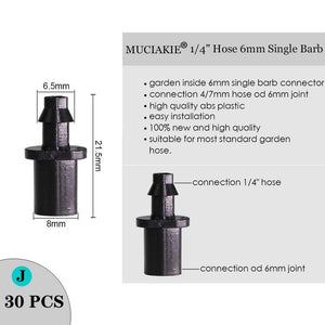 Planet Gates 100001834 J Sprinkler Irrigation 1/4 Inch Barb Tee Single Double Barb Barbed Water Pipe Connectors For 4/7mm Hose Garden Fitting