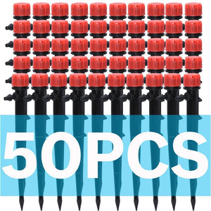 Planet Gates 100001834 KSL01-082-50PCS Garden Watering Drip Irrigation Adjustable Sprinkler 360 Degree Dripper Inserting Ground Fit 4/7mm Hose Greenhouses Yard