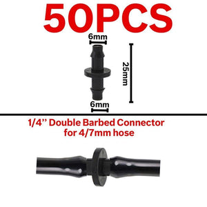 Planet Gates 100001834 KSL01-095-50PCS Garden Water Connector Drip Irrigation For 1/4'' & 1/8'' Tubing Hose Accessories Joint Barbed Tees Cross Eng Plug Adaptors