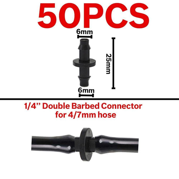 Planet Gates 100001834 KSL01-095-50PCS Garden Water Connector Drip Irrigation For 1/4'' & 1/8'' Tubing Hose Accessories Joint Barbed Tees Cross Eng Plug Adaptors
