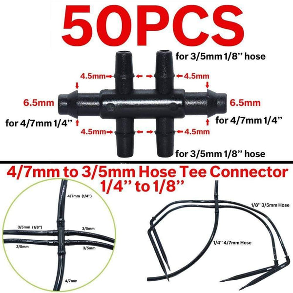 Planet Gates 100001834 KSL01-196-50PCS Greenhouse Drip Irrigation 4-way 3/5mm  Drip Arrow 2-way Transmitter Irrigation Watering System For Pot Garden Lawn 10set/20set