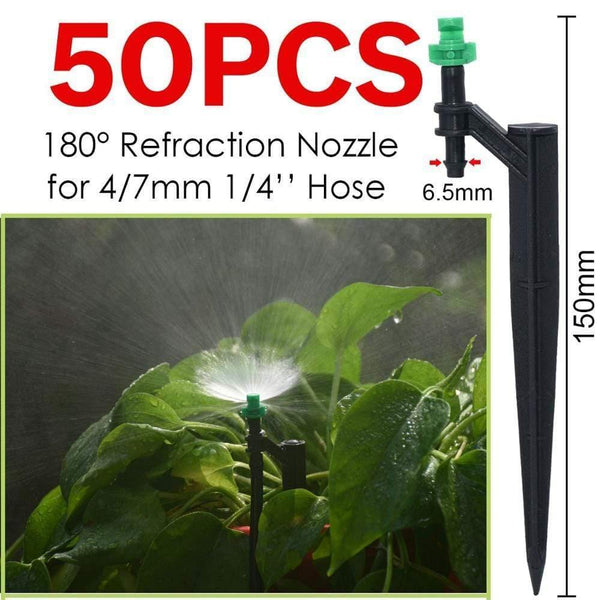 Planet Gates 100001834 KSL01-198-180-50PCS Garden Watering Drip Irrigation Adjustable Sprinkler 360 Degree Dripper Inserting Ground Fit 4/7mm Hose Greenhouses Yard