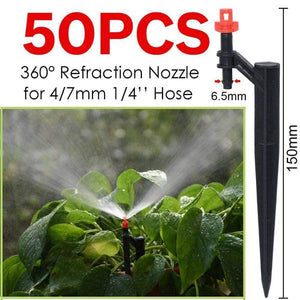 Planet Gates 100001834 KSL01-199-360-50PCS Garden Watering Drip Irrigation Adjustable Sprinkler 360 Degree Dripper Inserting Ground Fit 4/7mm Hose Greenhouses Yard