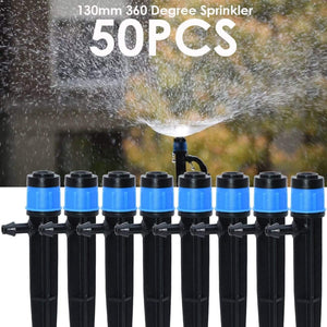 Planet Gates 100001834 KSL01-KIT020-50PCS Garden Watering Drip Irrigation Adjustable Sprinkler 360 Degree Dripper Inserting Ground Fit 4/7mm Hose Greenhouses Yard