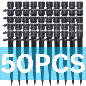Planet Gates 100001834 KSL01-KIT021-50PCS Garden Watering Drip Irrigation Adjustable Sprinkler 360 Degree Dripper Inserting Ground Fit 4/7mm Hose Greenhouses Yard