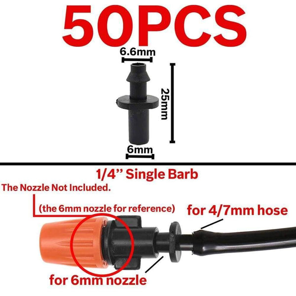 Planet Gates 100001834 KSL01-KIT047-50PCS Garden Water Connector Drip Irrigation For 1/4'' & 1/8'' Tubing Hose Accessories Joint Barbed Tees Cross Eng Plug Adaptors