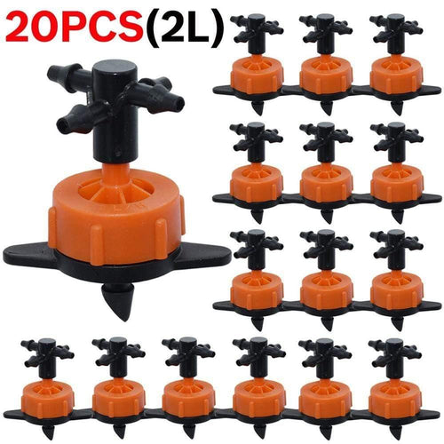 Planet Gates 100001834 KSL01-KIT133-2L-20P Irrigation 2L/4L/8L Steady Flow Dripper With 4-way Cross Connector Agriculture Drip Water Irrigation Drip Arrow Connector 20Sets