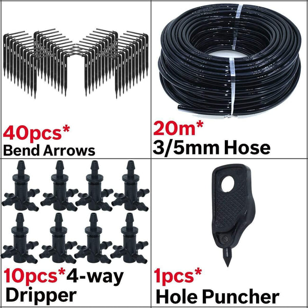 Planet Gates 100001834 KSL01-KIT176-4WAY Greenhouse Drip Irrigation 4-way 3/5mm  Drip Arrow 2-way Transmitter Irrigation Watering System For Pot Garden Lawn 10set/20set