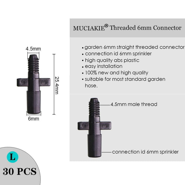 Planet Gates 100001834 L Sprinkler Irrigation 1/4 Inch Barb Tee Single Double Barb Barbed Water Pipe Connectors For 4/7mm Hose Garden Fitting