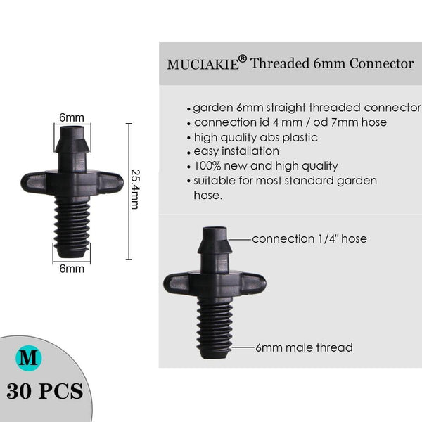 Planet Gates 100001834 M Sprinkler Irrigation 1/4 Inch Barb Tee Single Double Barb Barbed Water Pipe Connectors For 4/7mm Hose Garden Fitting