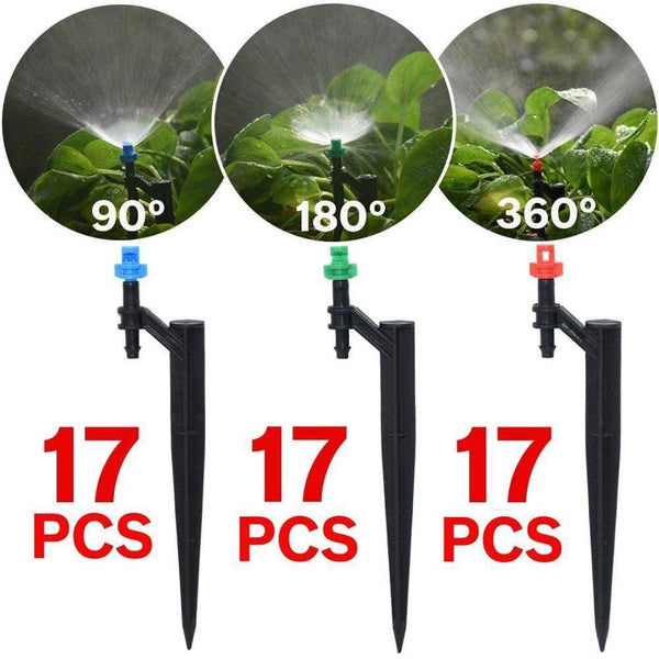 Planet Gates 100001834 MIX-51PCS Garden Watering Drip Irrigation Adjustable Sprinkler 360 Degree Dripper Inserting Ground Fit 4/7mm Hose Greenhouses Yard