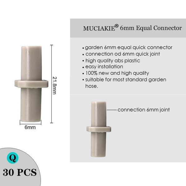 Planet Gates 100001834 Q Sprinkler Irrigation 1/4 Inch Barb Tee Single Double Barb Barbed Water Pipe Connectors For 4/7mm Hose Garden Fitting