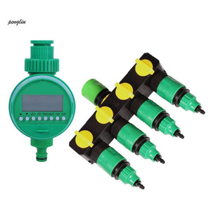 Planet Gates 100001834 Timer and Splitter 1 Kit  Garden Irrigation Drip Timer Hose Splitter 4 Way Tap Connectors Quick Connector 3/4'''' Screw Thread Interface IT215
