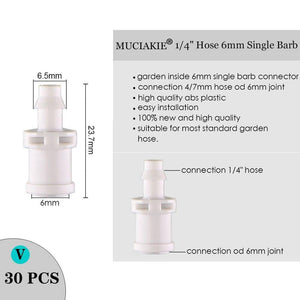 Planet Gates 100001834 V Sprinkler Irrigation 1/4 Inch Barb Tee Single Double Barb Barbed Water Pipe Connectors For 4/7mm Hose Garden Fitting
