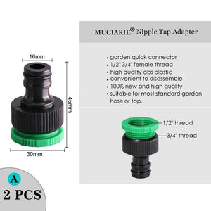 Planet Gates 100001834 Variety Style Garden Tap 1/2" 3/4" Male Female Thread Nipple Joint 1/4" Hose Quick Connector Irrigation Water Splitters