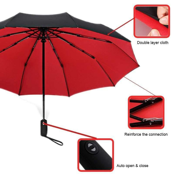 Planet Gates 100004777 10K Double layer Windproof Fully-automatic Umbrellas Male Women Umbrella Three Folding Commercial Large Durable Frame Parasol