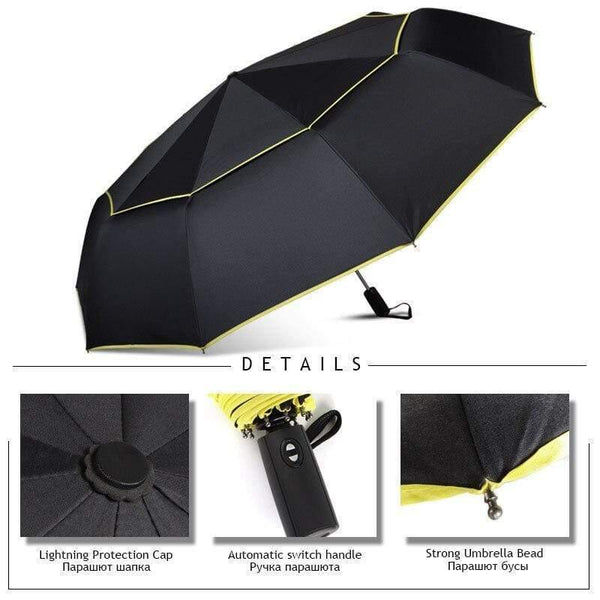 Planet Gates 100004777 120CM Automatic Double Big Umbrella Rain Women 3Folding Wind Resistant Large Umbrella Men Family Travel Business Car Umbrellas