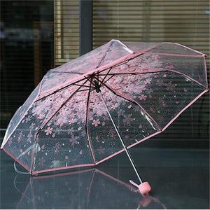Planet Gates 100004777 4 Color Women's Rain Umbrella Transparent Clear Cherry Blossom Mushroom Apollo Sakura Printed Three-folding Umbrella AU10